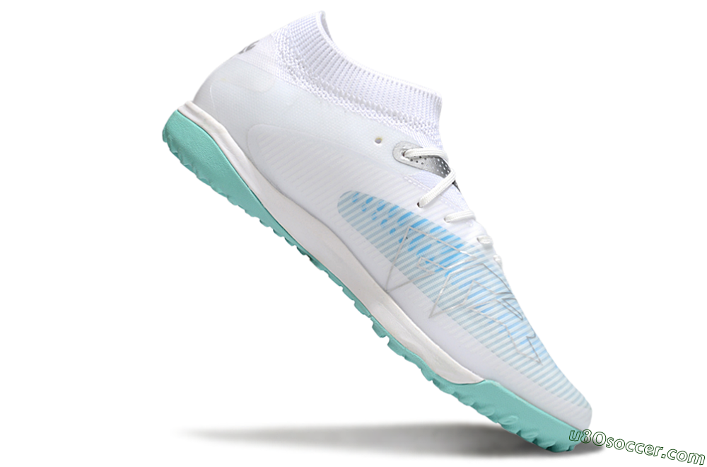 Puma Future 8 Ultimate TF Artificial Turf Soccer Shoes - White/Silver/Blue 4