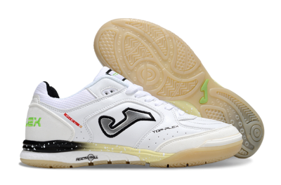 Joma Top Flex IC Indoor & Futsal Soccer Shoes - White/Silver/Yellow