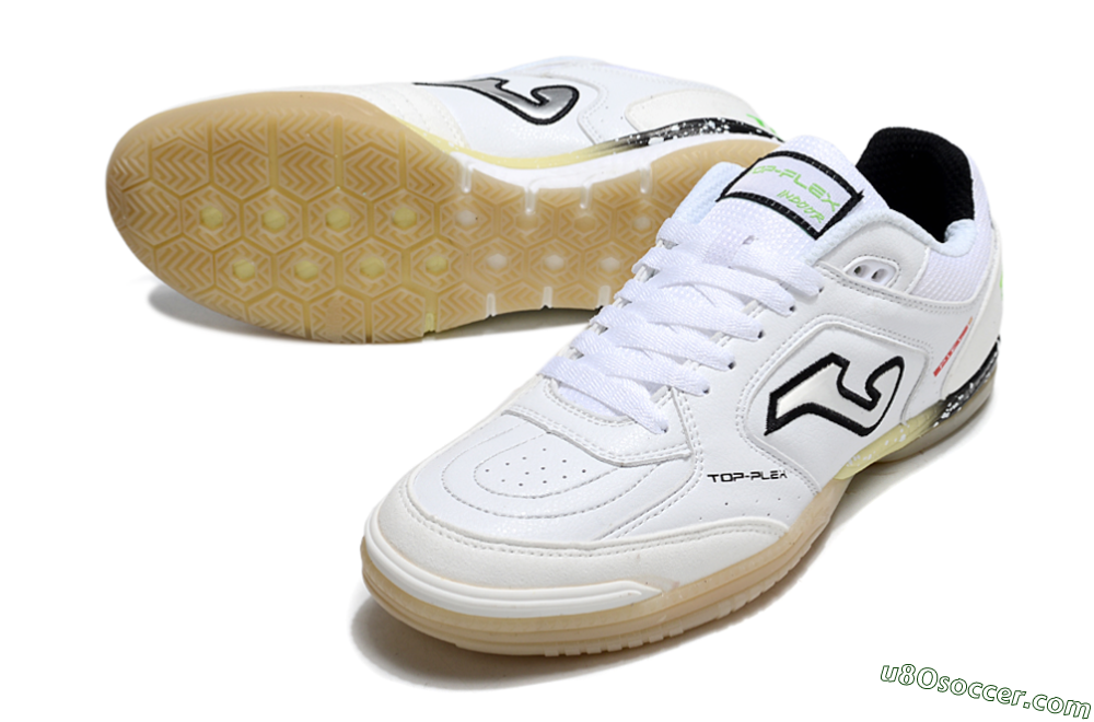 Joma Top Flex IC Indoor & Futsal Soccer Shoes - White/Silver/Yellow 3