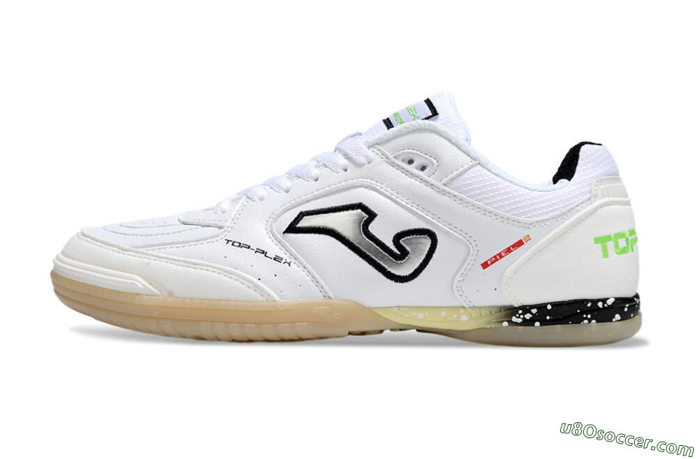 Joma Top Flex IC Indoor & Futsal Soccer Shoes - White/Silver/Yellow 2