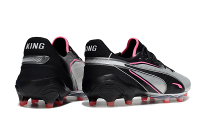 Puma King Ultimate AG Artificial Grass Soccer Cleats - Silver/Black/Pink