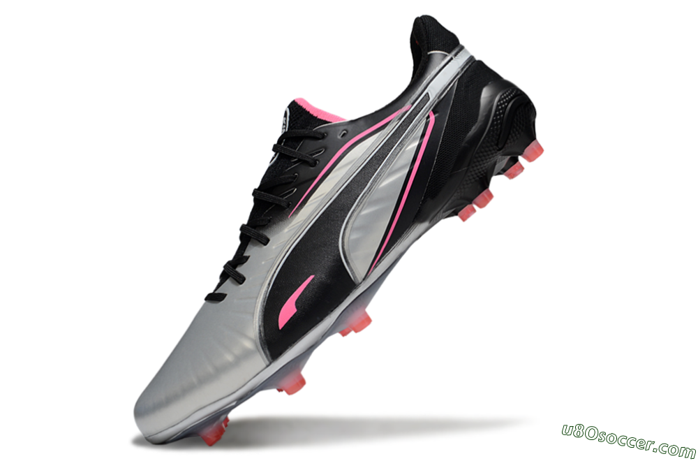 Puma King Ultimate AG Artificial Grass Soccer Cleats - Silver/Black/Pink 5