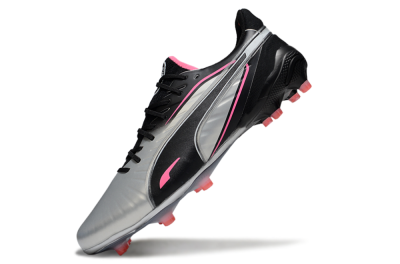 Puma King Ultimate AG Artificial Grass Soccer Cleats - Silver/Black/Pink