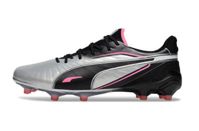 Puma King Ultimate AG Artificial Grass Soccer Cleats - Silver/Black/Pink