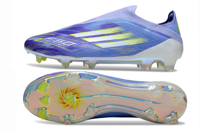 Adidas F50 Elite Laceless FG Firm Ground Soccer Cleats - Blue/Silver/Gold
