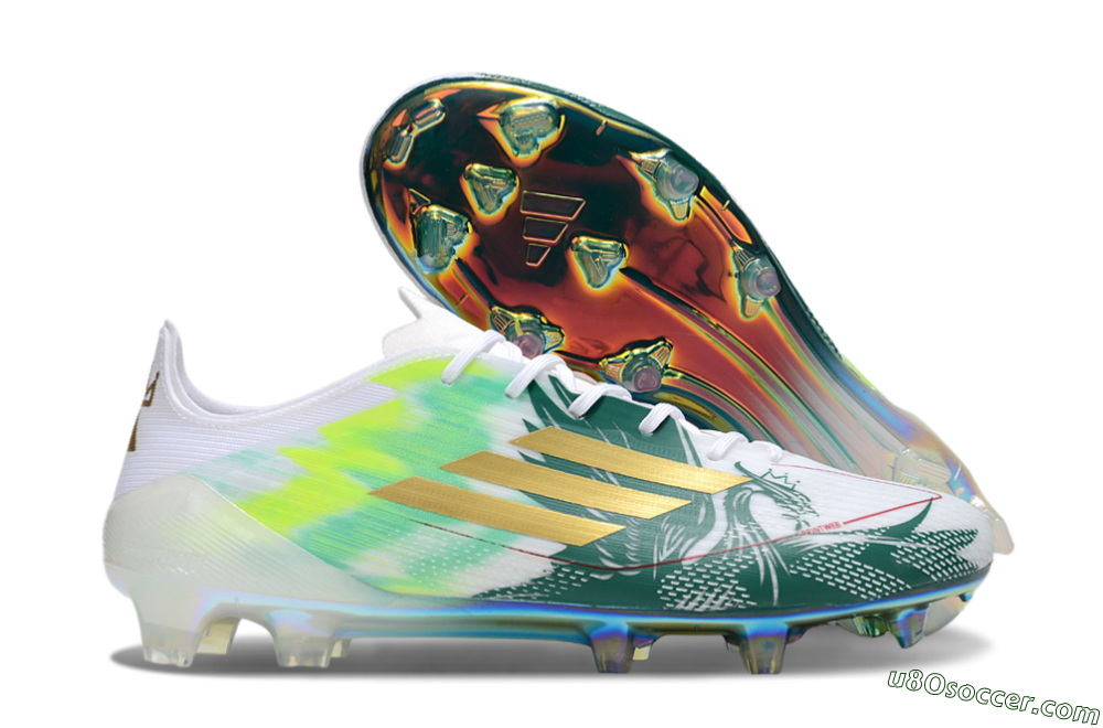 Adidas F50 Elite FG Firm Ground Soccer Cleats - White/Green/Yellow 1