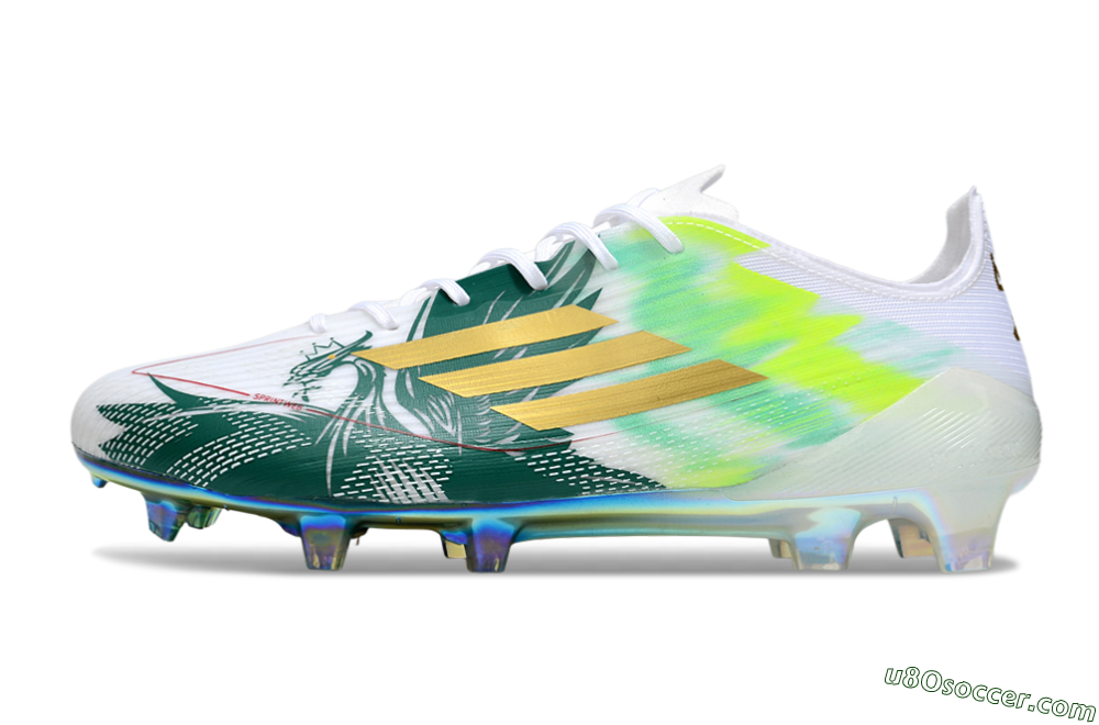 Adidas F50 Elite FG Firm Ground Soccer Cleats - White/Green/Yellow 2