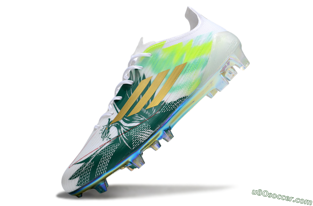 Adidas F50 Elite FG Firm Ground Soccer Cleats - White/Green/Yellow 5