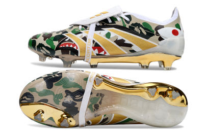 Adidas Predator 25 Elite Foldover Tongue FG Firm Ground Soccer Cleats - Camo/White/Gold