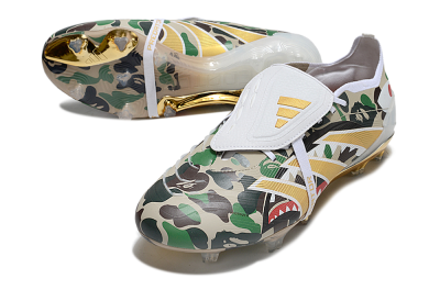 Adidas Predator 25 Elite Foldover Tongue FG Firm Ground Soccer Cleats - Camo/White/Gold
