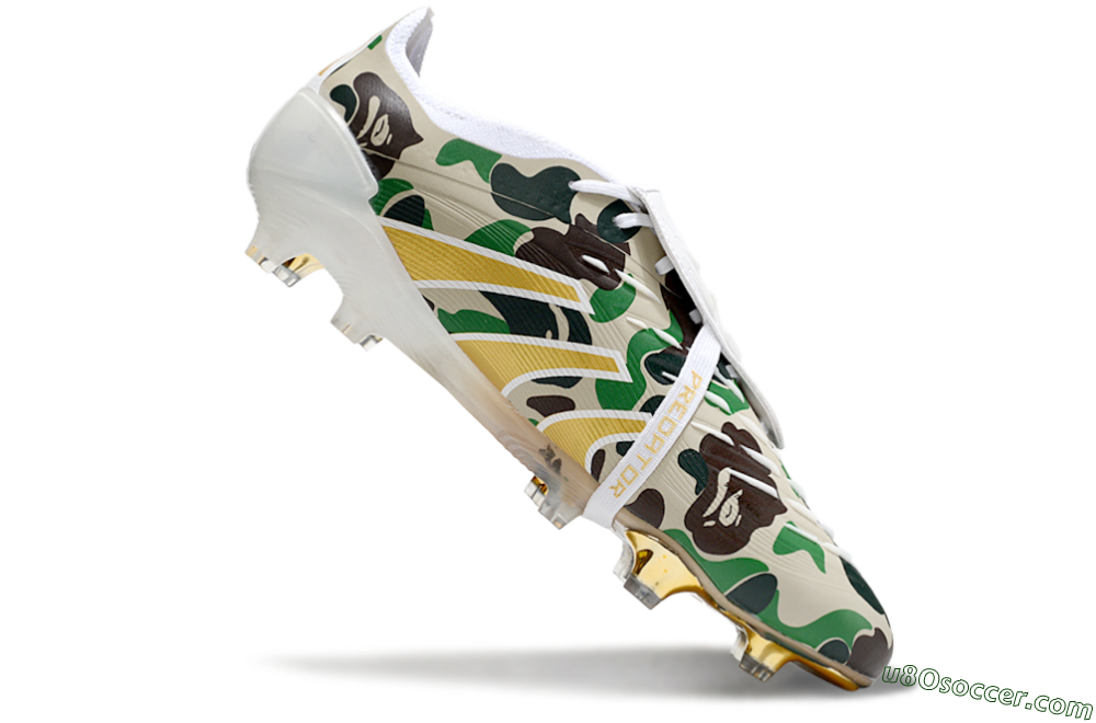 Adidas Predator 25 Elite Foldover Tongue FG Firm Ground Soccer Cleats - Camo/White/Gold 4