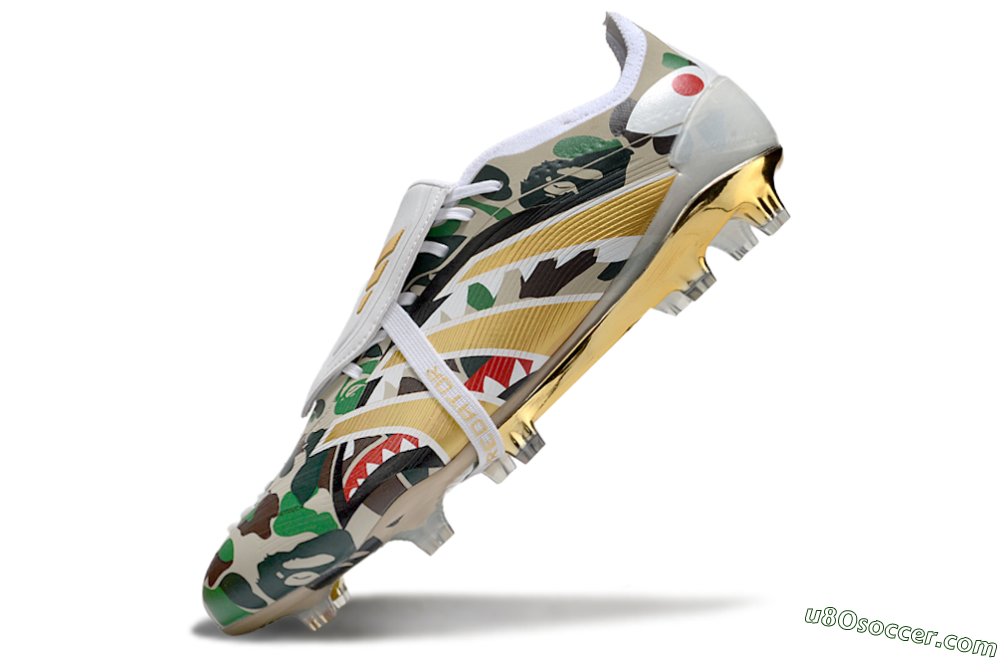 Adidas Predator 25 Elite Foldover Tongue FG Firm Ground Soccer Cleats - Camo/White/Gold 5