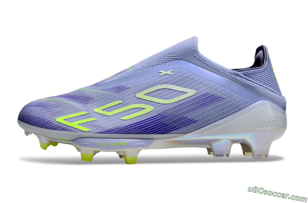 Adidas F50+ Lightstrike Pro Laceless FG Firm Ground Soccer Cleats - Blue/Yellow/White 2