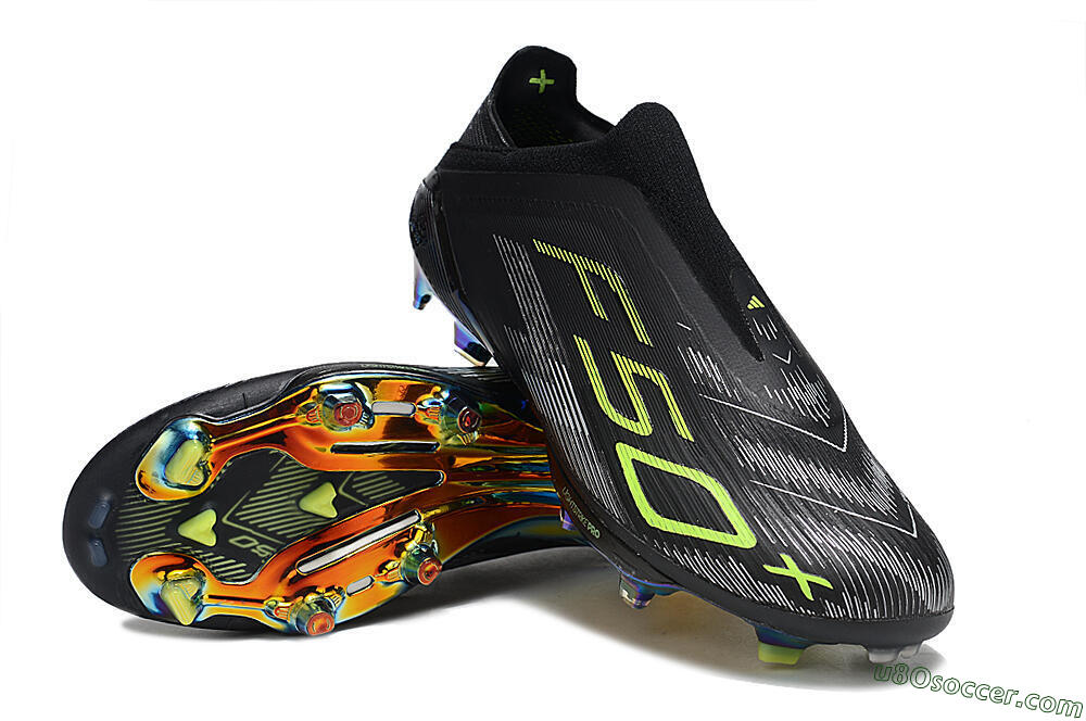 Adidas F50+ Lightstrike Pro Laceless FG Firm Ground Soccer Cleats - Black/Silver/Yellow 3