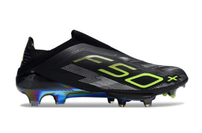 Adidas F50+ Lightstrike Pro Laceless FG Firm Ground Soccer Cleats - Black/Silver/Yellow