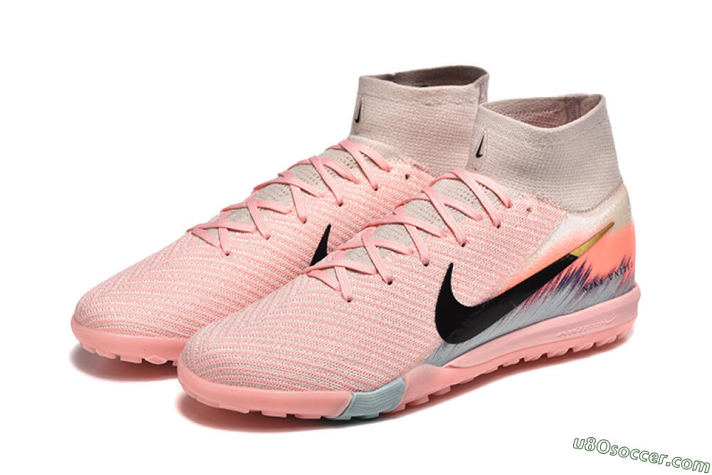 Nike Air Zoom Mercurial Superfly 10 Elite TF Artificial Turf Soccer Shoes - Pink/Black/Gold 5