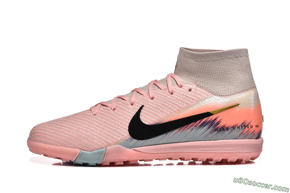 Nike Air Zoom Mercurial Superfly 10 Elite TF Artificial Turf Soccer Shoes - Pink/Black/Gold 2