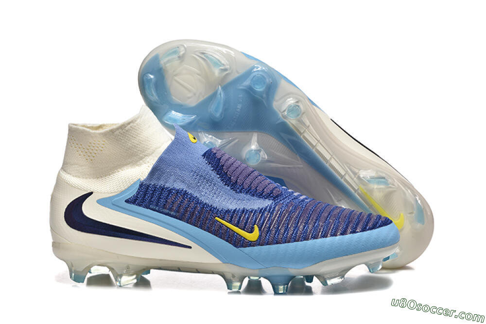 Nike Phantom 6 Elite High FG Firm Ground Soccer Cleats - Blue/Yellow/Black 1