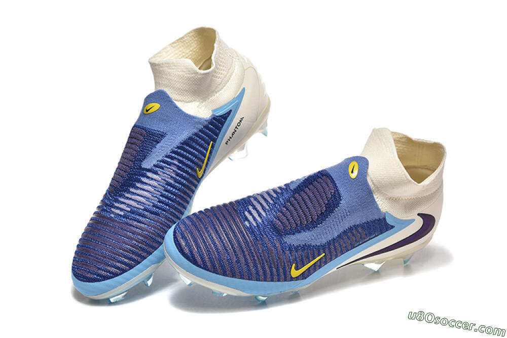 Nike Phantom 6 Elite High FG Firm Ground Soccer Cleats - Blue/Yellow/Black 6