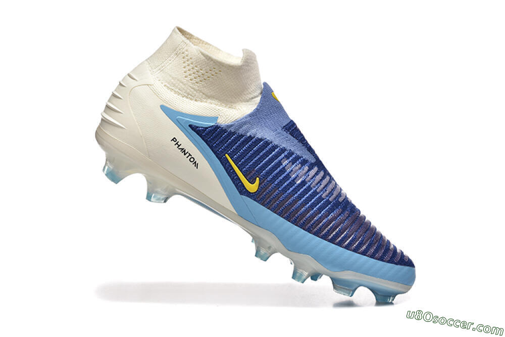 Nike Phantom 6 Elite High FG Firm Ground Soccer Cleats - Blue/Yellow/Black 7