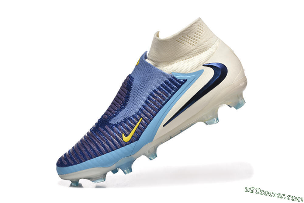 Nike Phantom 6 Elite High FG Firm Ground Soccer Cleats - Blue/Yellow/Black 8