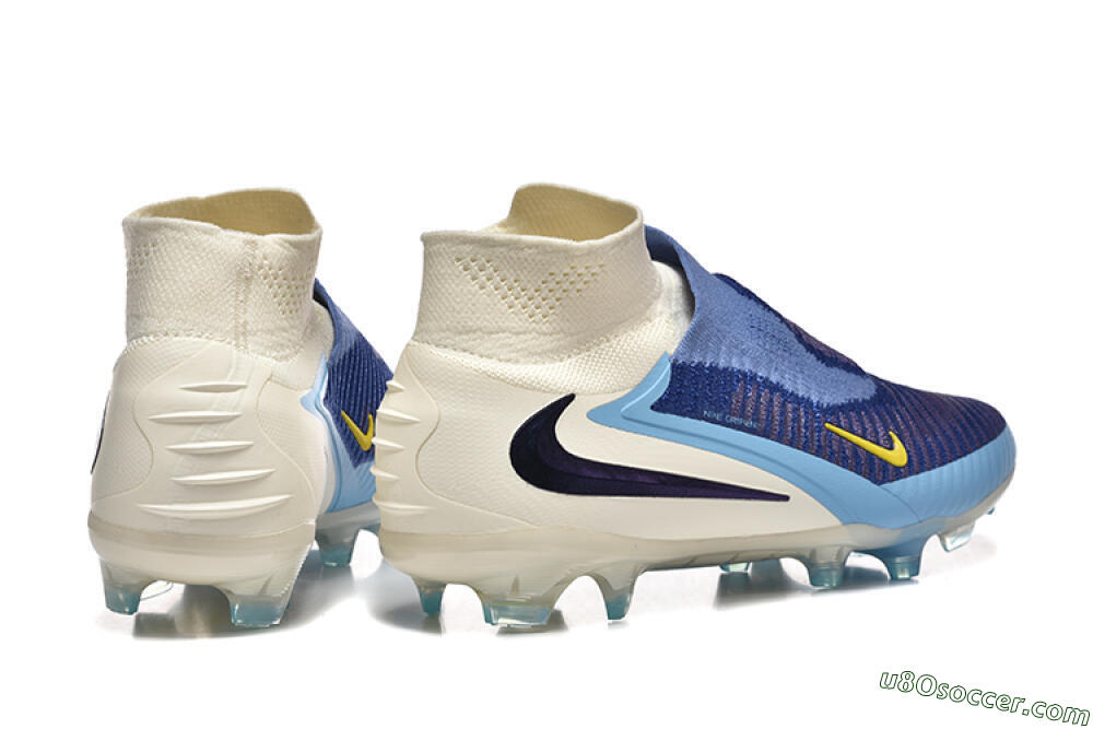 Nike Phantom 6 Elite High FG Firm Ground Soccer Cleats - Blue/Yellow/Black 9
