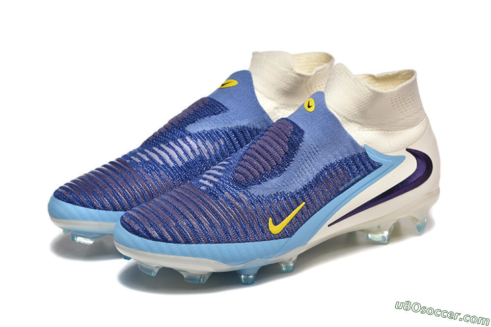 Nike Phantom 6 Elite High FG Firm Ground Soccer Cleats - Blue/Yellow/Black 5