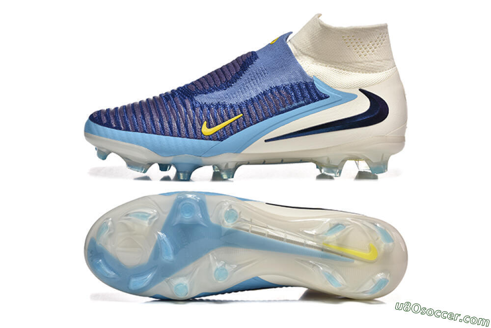 Nike Phantom 6 Elite High FG Firm Ground Soccer Cleats - Blue/Yellow/Black 0