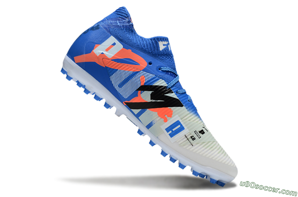 Puma Future 8 Ultimate MG Multi Ground Soccer Cleats - Blue/White/Silver 4