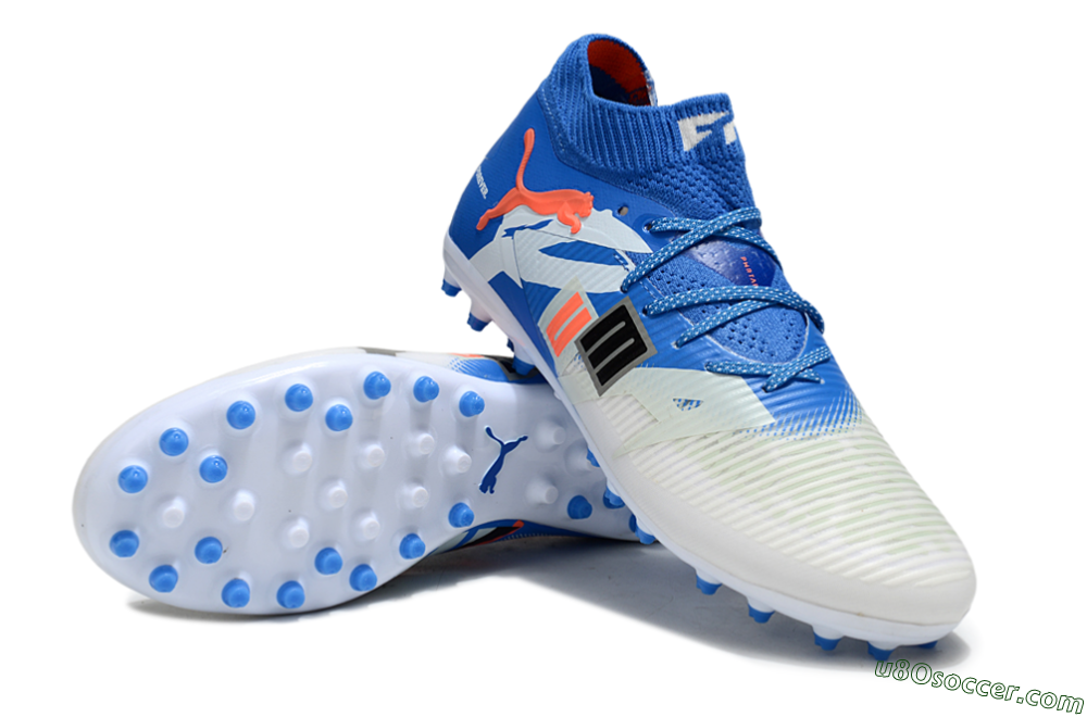 Puma Future 8 Ultimate MG Multi Ground Soccer Cleats - Blue/White/Silver 3