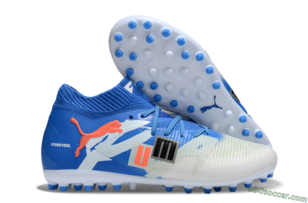 Puma Future 8 Ultimate MG Multi Ground Soccer Cleats - Blue/White/Silver 1