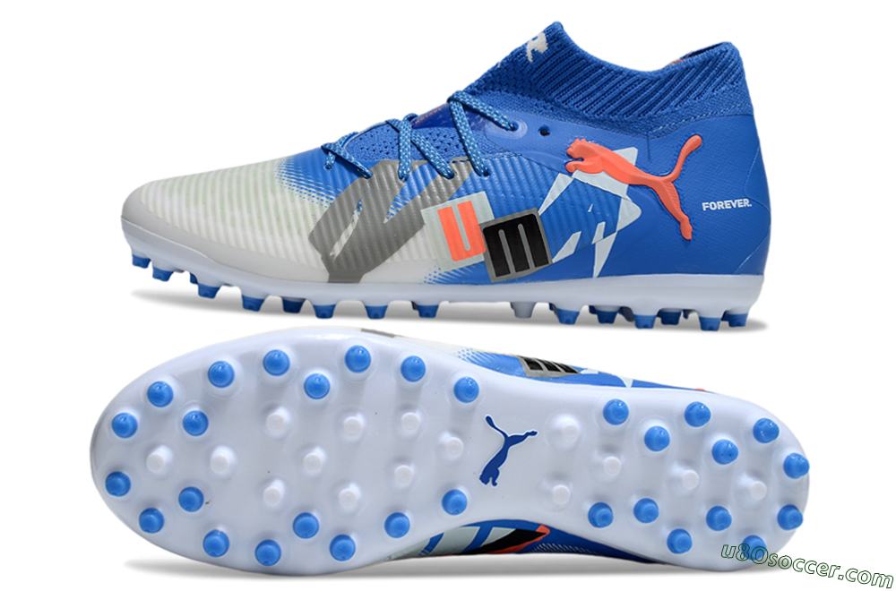 Puma Future 8 Ultimate MG Multi Ground Soccer Cleats - Blue/White/Silver 0