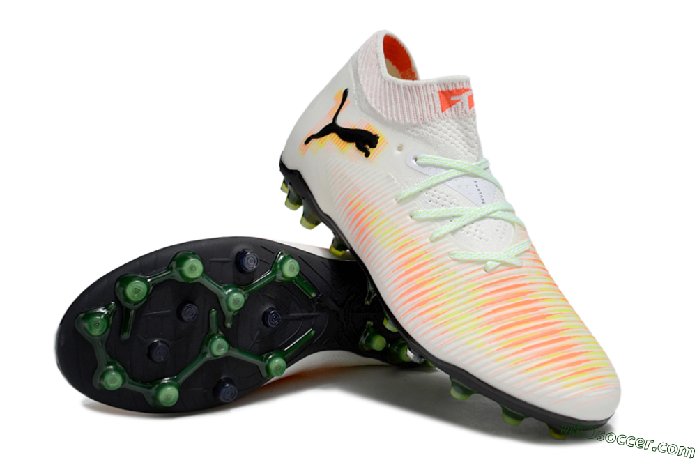 Puma Future 8 Ultimate MG Multi Ground Soccer Cleats - White/Red/Yellow 3