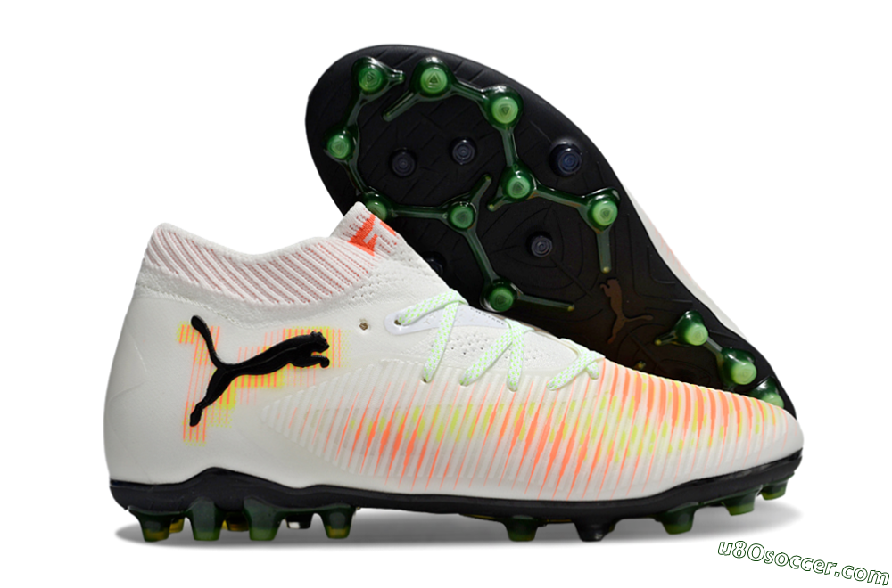 Puma Future 8 Ultimate MG Multi Ground Soccer Cleats - White/Red/Yellow 1