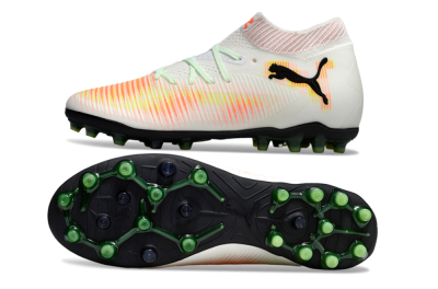 Puma Future 8 Ultimate MG Multi Ground Soccer Cleats - White/Red/Yellow