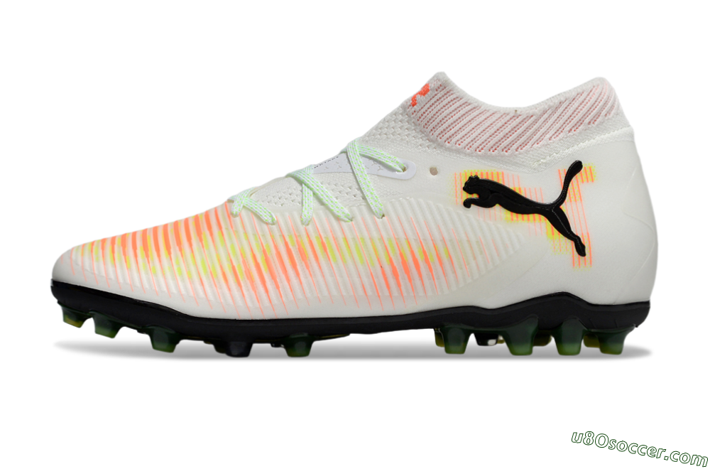 Puma Future 8 Ultimate MG Multi Ground Soccer Cleats - White/Red/Yellow 2
