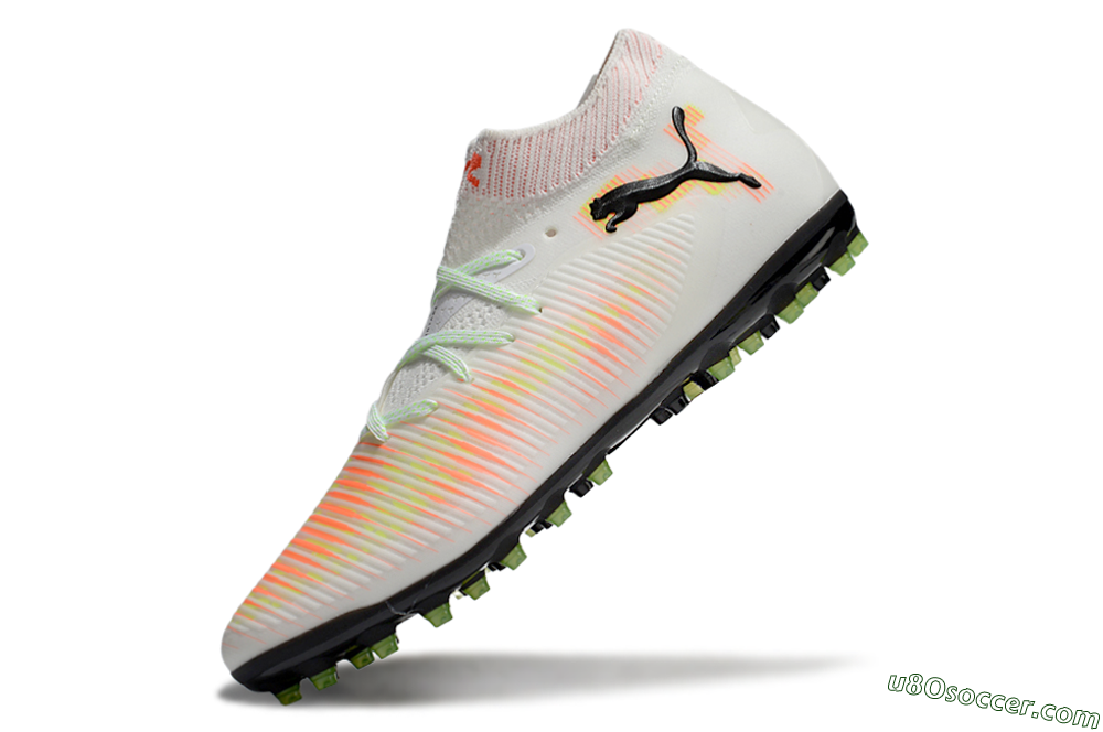 Puma Future 8 Ultimate MG Multi Ground Soccer Cleats - White/Red/Yellow 5