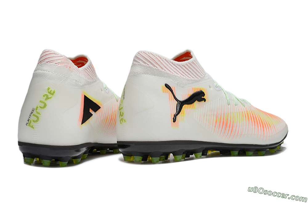 Puma Future 8 Ultimate MG Multi Ground Soccer Cleats - White/Red/Yellow 6