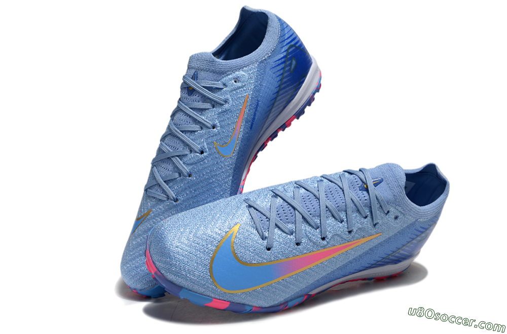 Nike Air Zoom Mercurial Vapor 16 Elite TF Artificial Turf Soccer Shoes - Blue/Pink/Gold 3