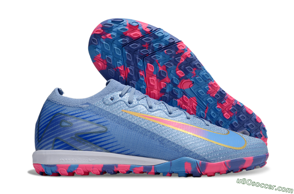 Nike Air Zoom Mercurial Vapor 16 Elite TF Artificial Turf Soccer Shoes - Blue/Pink/Gold 1