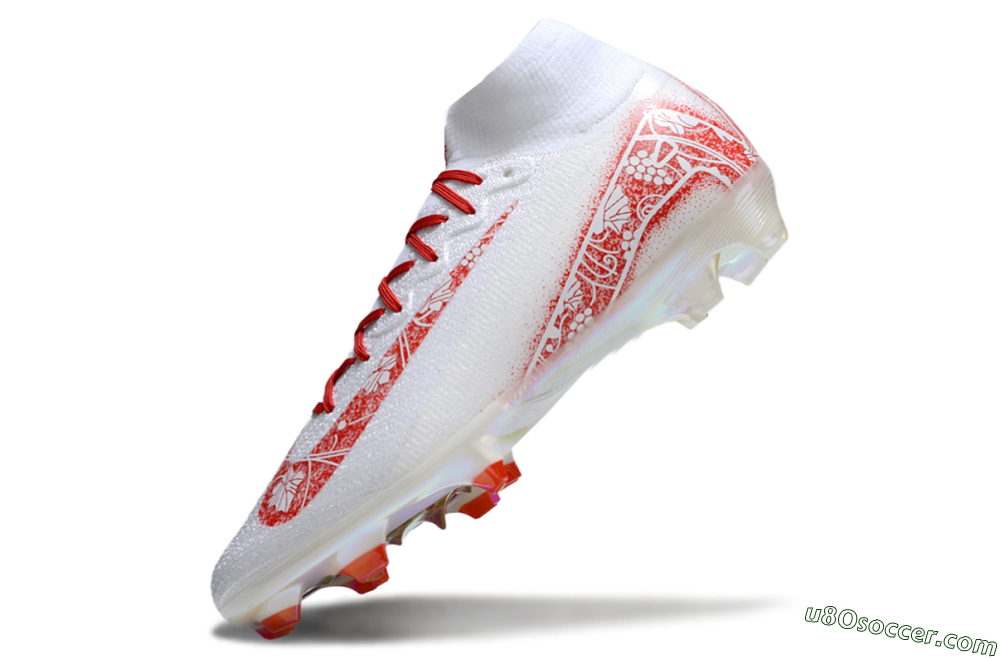 Nike Air Zoom Mercurial Superfly 10 Elite FG Firm Ground Soccer Cleats - White/Red/Gold 4
