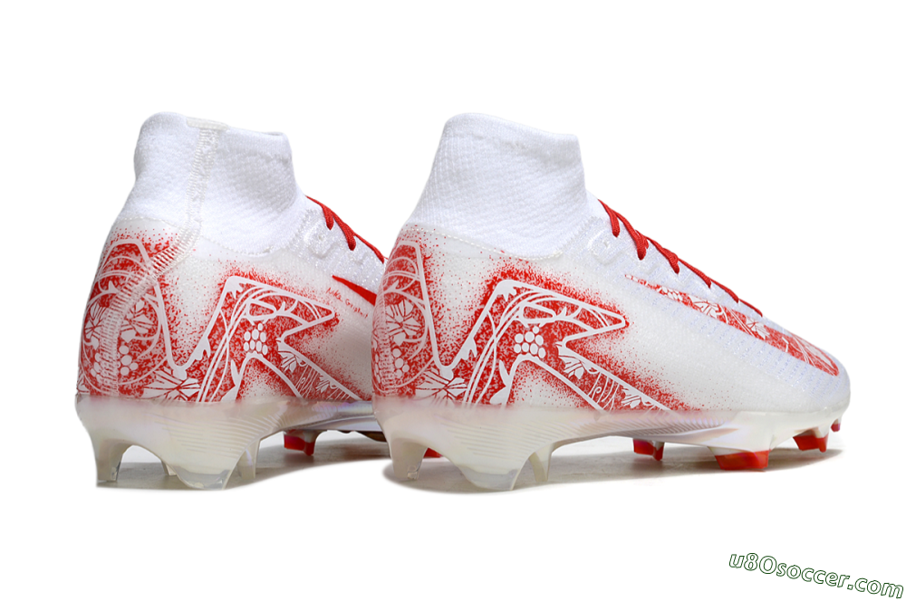 Nike Air Zoom Mercurial Superfly 10 Elite FG Firm Ground Soccer Cleats - White/Red/Gold 5