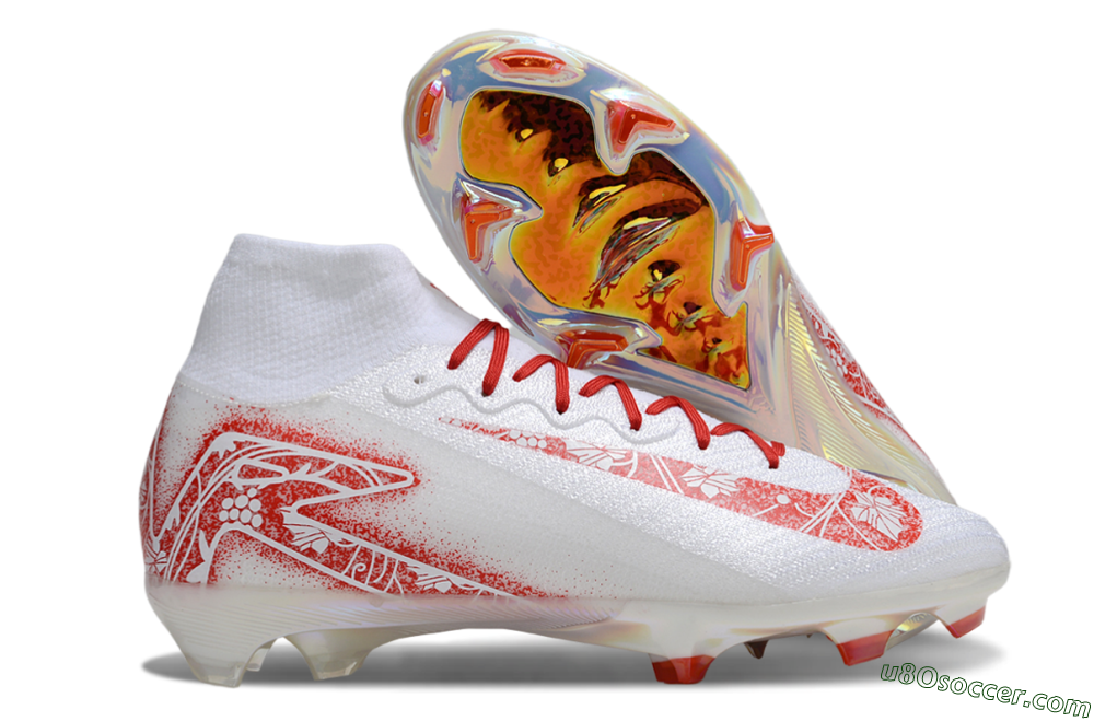 Nike Air Zoom Mercurial Superfly 10 Elite FG Firm Ground Soccer Cleats - White/Red/Gold 1