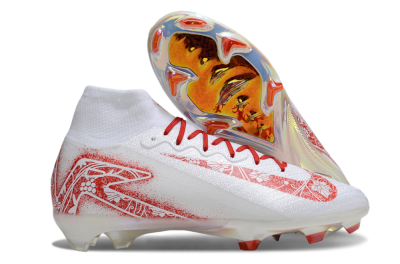 Nike Air Zoom Mercurial Superfly 10 Elite FG Firm Ground Soccer Cleats - White/Red/Gold