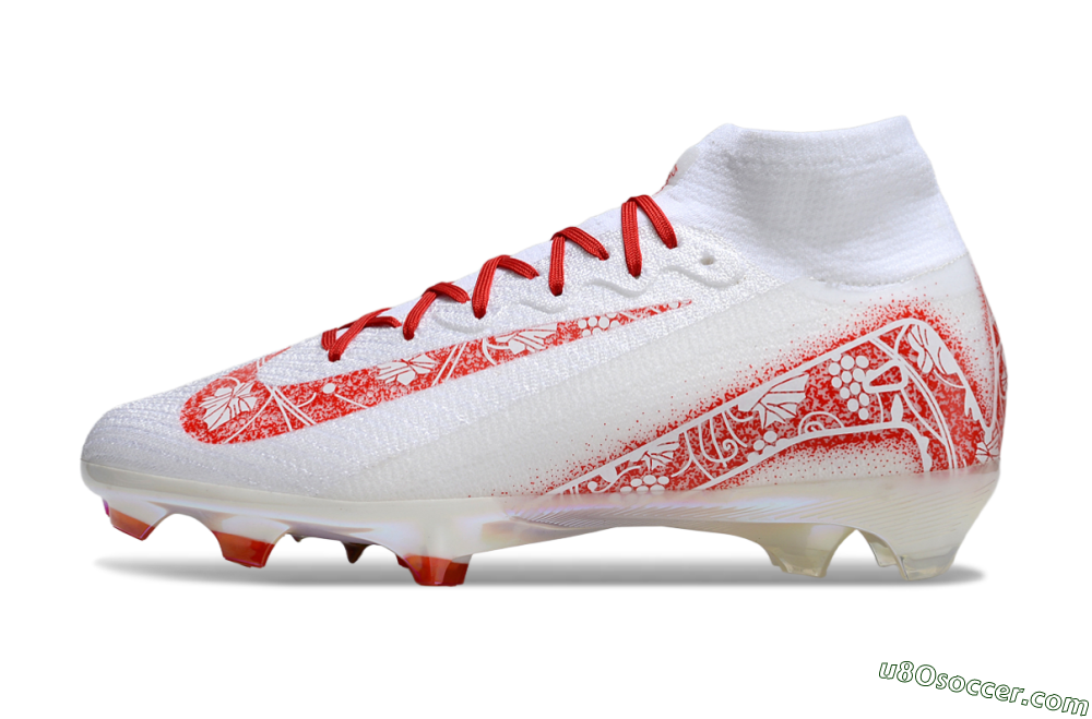 Nike Air Zoom Mercurial Superfly 10 Elite FG Firm Ground Soccer Cleats - White/Red/Gold 2