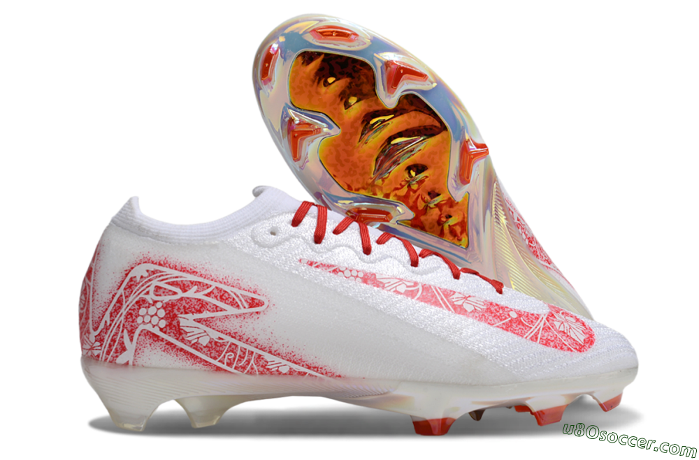 Nike Air Zoom Mercurial Vapor 16 Elite FG Firm Ground Soccer Cleats - White/Red/Gold 1