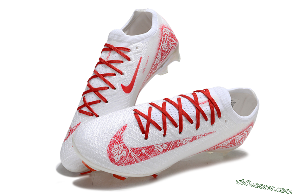 Nike Air Zoom Mercurial Vapor 16 Elite FG Firm Ground Soccer Cleats - White/Red/Gold 3