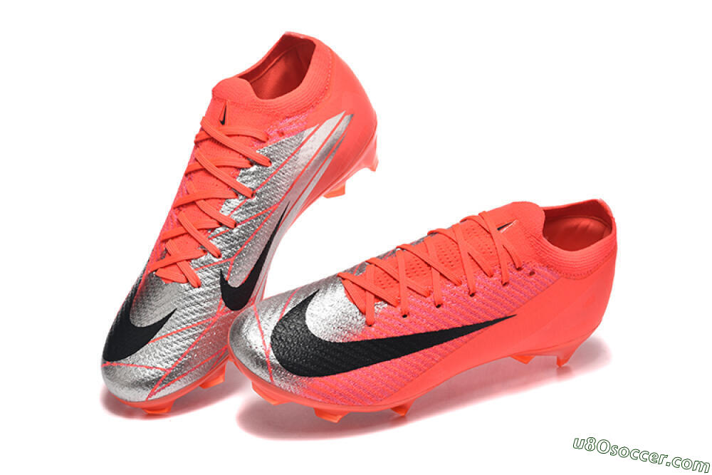 Nike Air Zoom Mercurial Vapor 16 Elite FG Firm Ground Soccer Cleats - Red/Silver/Black 6
