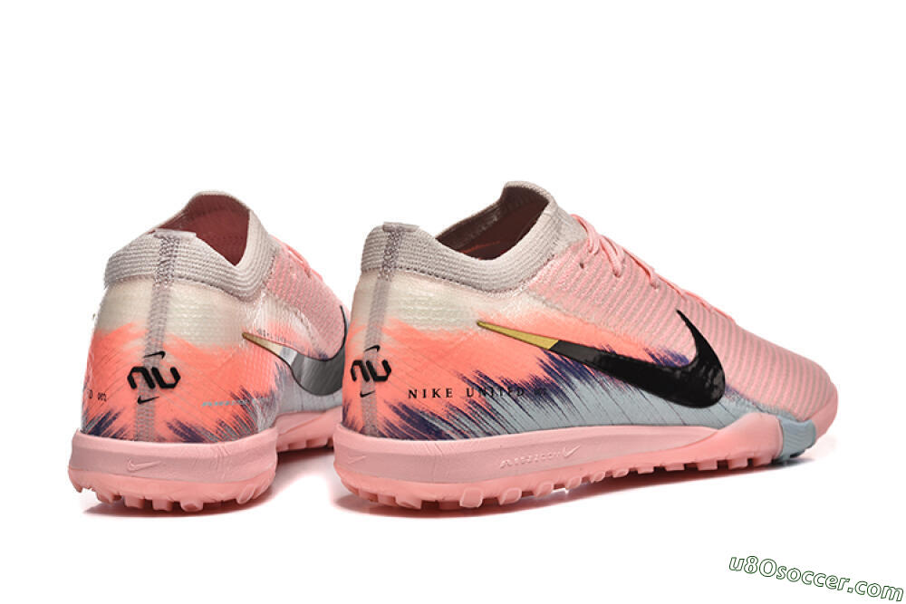 Nike Air Zoom Mercurial Vapor 15 Elite TF Artificial Turf Soccer Shoes - Pink/Black/Gold 9