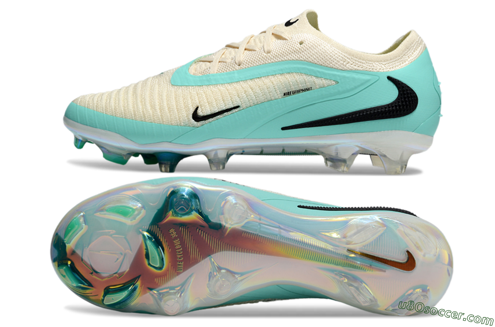 Nike Phantom 6 Elite Low FG Firm Ground Soccer Cleats - Beige/Jade/Black 0